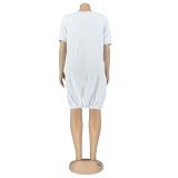Summer Short-sleeved Printed T-shirt Lantern Dress