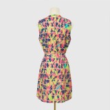 2024 Stylish Printed Zip Sleeveless Dress