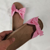 Fashion Large Size Bow Suede Flat Sandals