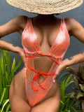 Sexy Sleeveless Strappy Bikini One-piece Swimsuit