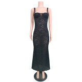 Fashionable Boat Neck Sexy See-through Lace Dress