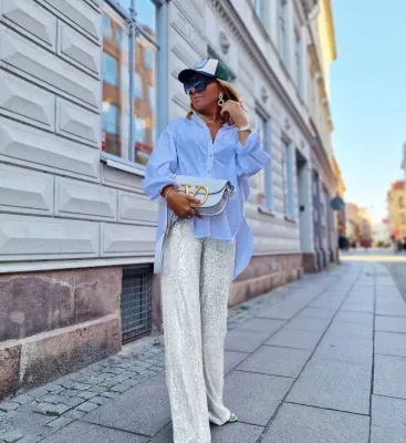 Fashionable Sequin Casual Straight Pants