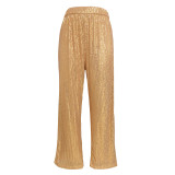 Fashionable Sequin Casual Straight Pants