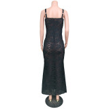 Fashionable Boat Neck Sexy See-through Lace Dress