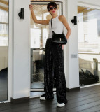 Fashionable Sequin Casual Straight Pants