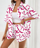 Fashionable Shirt Casual Printed Two Piece Set
