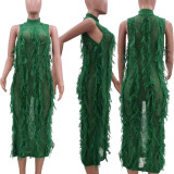 Fashionable And Sexy Knitted Fringed Dress