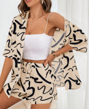 Fashionable Shirt Casual Printed Two Piece Set