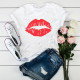 Summer Short-sleeved Loose Lip Print T-shirt