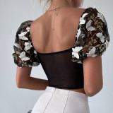 Sexy Backless See-through Patchwork Mesh Camisole