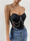 Sexy See-through Steel Ring Fishbone Backless Chain Sling
