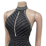 Solid Color Sexy Backless Hot Diamond Dress