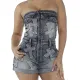 Embroidered Bandeau Stretch Slim Fit Jumpsuit