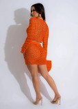 Casual Knitted Hollow Sequin Beach Skirt Two Piece Set