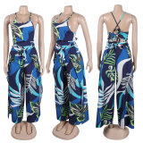 Sexy Fashion Printed Tied Backless Jumpsuit