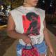Hot Girl O-Neck Printed Vest