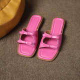 Fashionable Bow Square Toe Flat Slippers