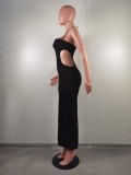 Sexy Three-dimensional Jacquard Halter Neck Hollow Dress