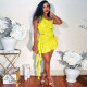Sexy Fringed Ruffled One-shoulder Slope-neck Skirt Suit