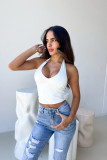 Sexy V-neck Backless Bottoming Top and Navel-baring T-shirt