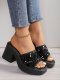 Popular Large Size Sequined Thick Heel Outer Sandals