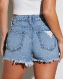 Summer New Style Washed Ripped And Raw Edge Women's Denim Shorts