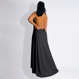 Sexy Backless Sleeveless Halterneck Top and Trousers Two-piece Set