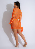Sexy Crocheted Sequin Beach Skirt Two-Piece Set