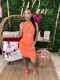 Orange Stretch Pit Strip Sexy Hollow Slim Fit Printed Dress