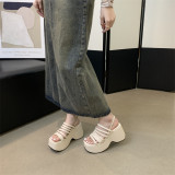 Apricot Stylish Thin Strap Platform High Heel Open Toe Sandals