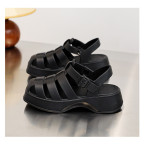 Black Stylish Thick Sole Heightening Beach Shoes