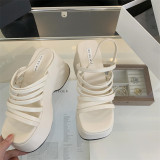 Apricot Stylish Thin Strap Platform High Heel Open Toe Sandals