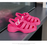 Rose Red Stylish Thick Sole Heightening Beach Shoes