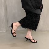 Black Fashionable Thin Straps and Stiletto Sandals
