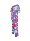 Fashionable Round Neck Tie-Dye Printed Short-Sleeved Plus Size Two-Piece Set
