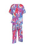 Fashionable Round Neck Tie-Dye Printed Short-Sleeved Plus Size Two-Piece Set