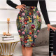 Stylish Floral Print Hip Skirt