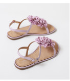 Pink Stylish Floral Style Bohemian Flat Beach Sandals