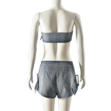 Sexy Adjustable Vest and Skirt Denim Two-piece Set