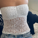 Sexy Lace Hollow Sleeveless Crop Top