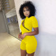 Yellow Blue Zip-Panel Skinny Casual Jumpsuit