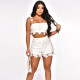 White Sexy Suspender Lace Backless Shorts Two-Piece Set