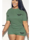Army Green Fashion Casual Sports Letter Two-piece Set