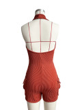 Red Fashionable Super Stretchy Halterneck Backless Jumpsuit