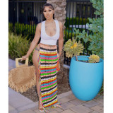 Sexy Handmade Crocheted Fringed Strappy Beach Skirt