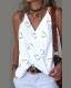 Sexy Simple V-neck Metal Button Printed Vest Top