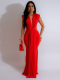 Red New Deep V-Neck Sexy Short-Sleeved Dress