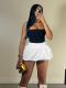 White Elastic Waist Bubble Mini Skirt