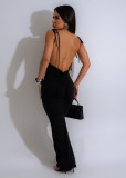 Black Sexy Suspender Backless Dress