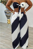 Black Sexy Chest-wrapped Printed Loose Wide-leg Pants Suit